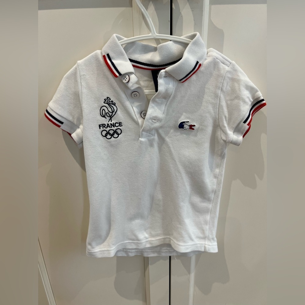 White Lacoste Kids Polo Shirt 2t